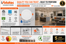 Votatec VO-RP4W9-120-D-6WAY 4 inch slim LED panel showing certifications ETL Energy Star FCC wet location IC rated high CRI lighting for Ontario Canada installations