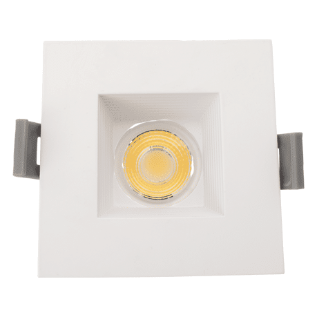 Votatec VO-SP2W8-120-D-5WAY 2 inch square baffle regressed downlight front view illuminated 8W 5CCT 120V white trim