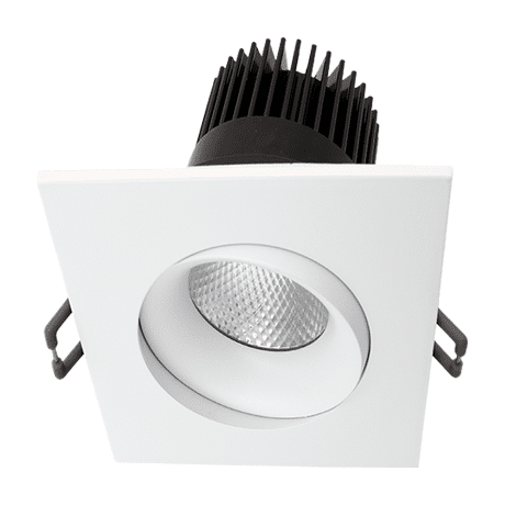Votatec VO-SP3.5W12-120-D-5WAY Square/WH 3.5 inch square white regressed gimbal LED pot light 5CCT 120V front view