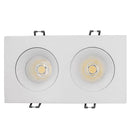 Votatec VO-SP3.5W24-120-D-5WAY-2H /WH 3.5 inch 2-head square white regressed LED pot light 24W 5CCT 120V front view