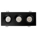 Votatec VO-SP3.5W36-120-D-5WAY-3H /BK 3.5 inch 3-head square black regressed gimbal LED pot light 36W 5CCT 120V front view