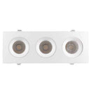 Votatec VO-SP3.5W36-120-D-5WAY-3H /WH 3.5 inch 3-head square white regressed LED pot light 36W 5CCT 120V front view