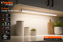 Votatec VO-T5FIXW13FT3 3-foot linkable T5 LED fixture installed under a kitchen cabinet, providing 1300-lumen 3CCT task lighting