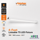Votatec VO-T5FIXW18FT4 4-foot linkable T5 LED fixture, 18W, 1800 lumens, 3CCT, linkable up to 4 fixtures with MarsLED branding