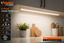 Votatec VO-T5FIXW18FT4 4-foot linkable T5 LED fixture installed under a kitchen cabinet, providing 1800-lumen 3CCT task lighting