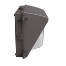 Side profile view of Votatec VO-WPRW120-347-3WAY-BA beam angle adjustable wall pack showing bronze housing depth and prismatic glass lens