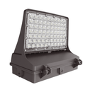 Angled front view of Votatec WP10-120M-PSC-3CCT full cut-off LED wall pack with bronze housing and clear optical lens