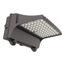 Bottom angled view of Votatec WP10-120M-PSC-3CCT 120W full cut-off LED wall pack showing LED lens array and bronze housing