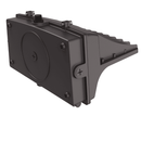 Rear angled view of Votatec WP10-120M-PSC-3CCT full cut-off LED wall pack showing wall-mount back box and heat-sink body