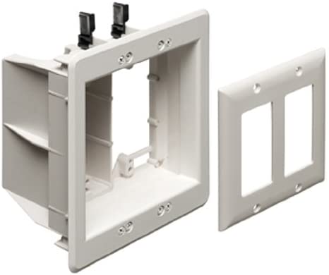 Arlington TVBU505-1 TV Box Recessed Outlet Wall Plate Kit, 2-Gang, White, 1-Pack