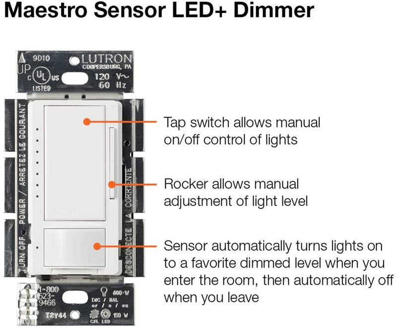 Lutron MSCL-OP153M-WH Maestro CL Occupancy / Vacancy Sensing Dimmer, White