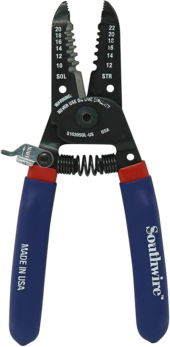 Southwire S1020SOL-US 10-20 AWG SOL & 12-22 AWG STR Compact Handles Wire Stripper and Cutter