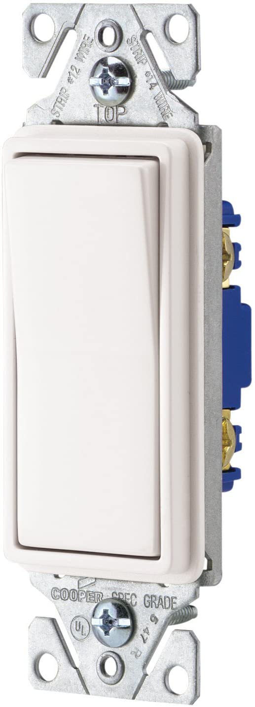Eaton 7501W Single-Pole Switch White LED Rocker Light Switch (10-Pack)