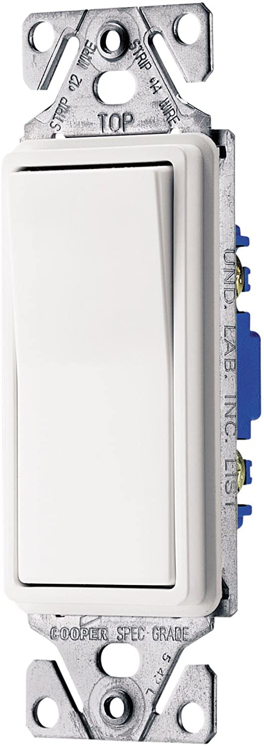 Eaton 7503W 3-way decorator switch 15A 120/277V white front view