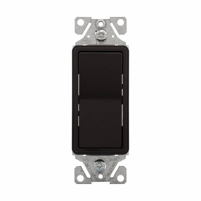 Eaton 7503BK-SP-C 15Amp 120/277V 3-Way Decorator Standard Grade Switch - Back Wire/Push Wire, Black
