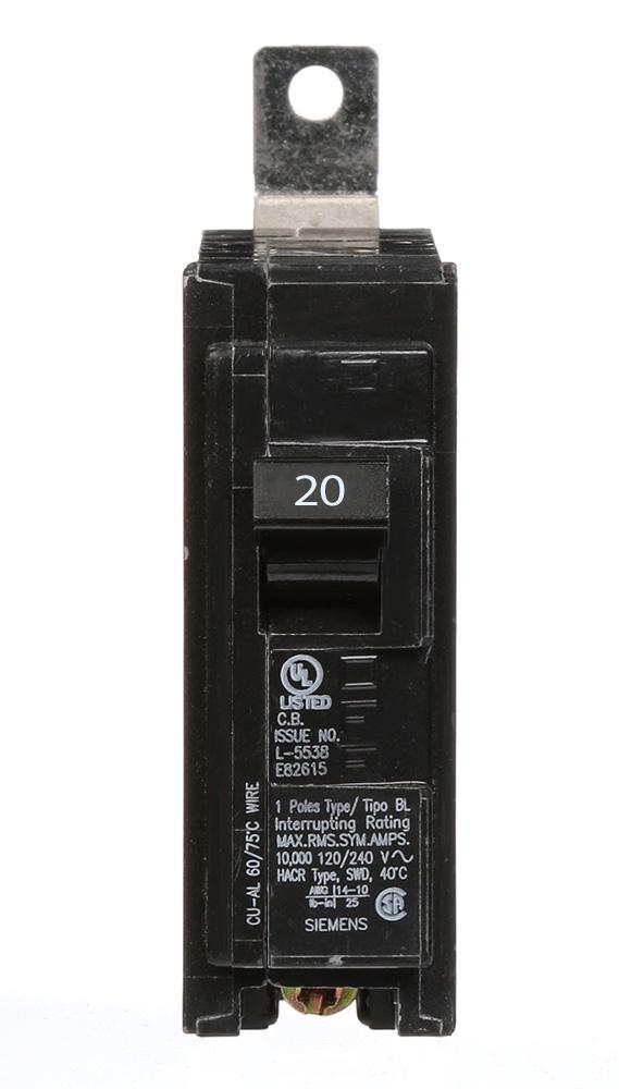 Siemens B120 20 Amp Single Pole Bolt-On Circuit Breaker