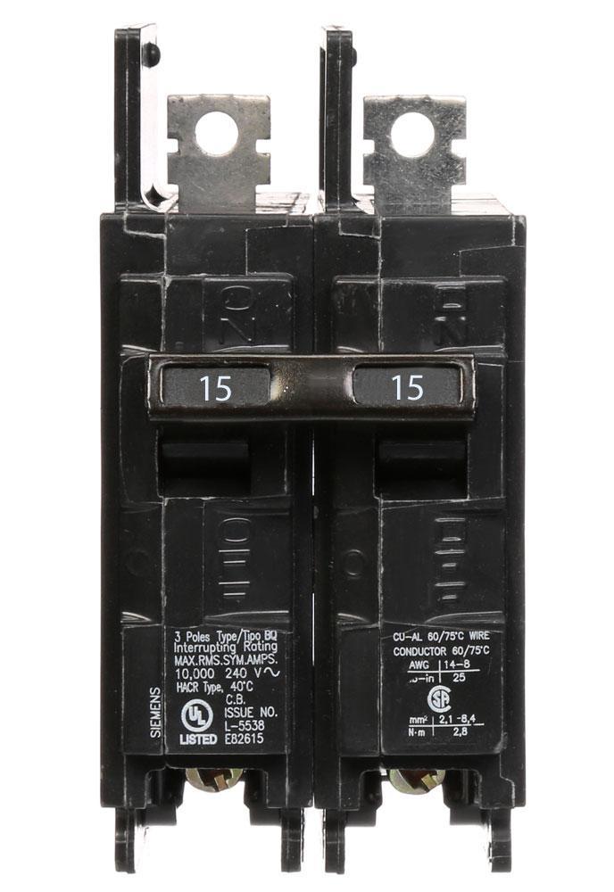 Siemens BQ2B015 15 Amp Double Pole BQ Bolt-On Circuit Breaker