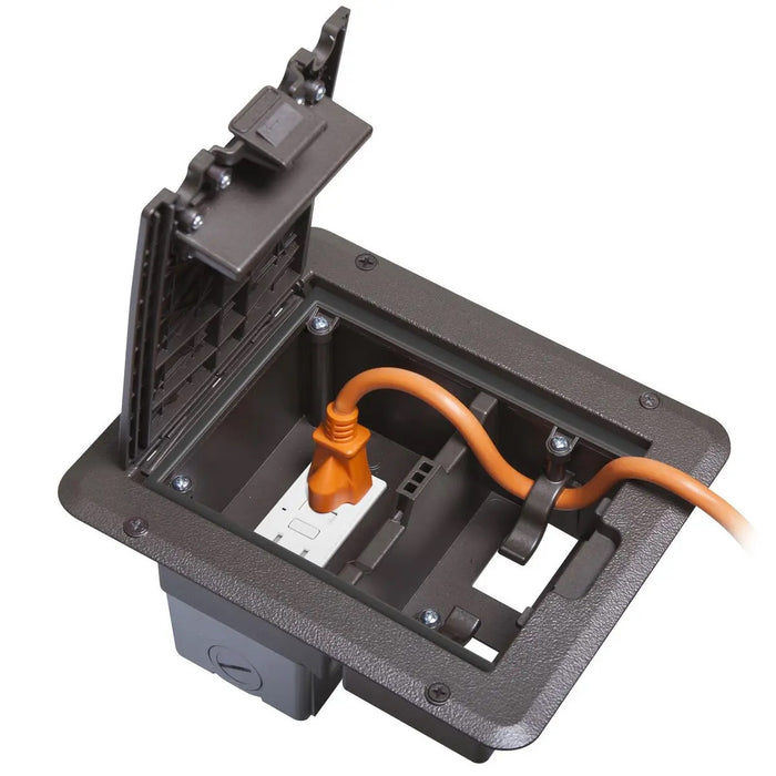TayMac DOCK320ZCN Deck/Floor Cover+Outdoor Box & 15Amp GFCI Kit, 1-Gang, Bronze-UL Certified