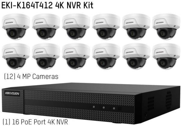 Hikvision NVR EKI-K164D412 16ch 4TB 4MP Dome Cameras With 2.8mm 4k NVR With POE