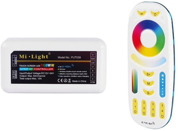 Mi Light FUT039 RGB＋CCT LED Strip Lights Controller 2.4Ghz with 4-Zone Remote Controller 12V/24V