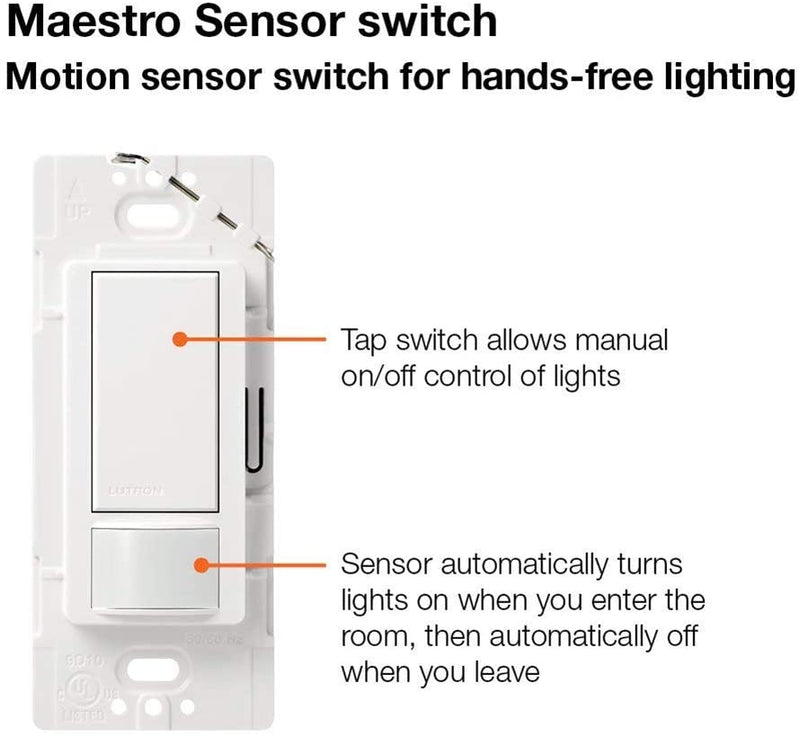 Lutron Maestro 5-Amp Single-Pole/3-Way Motion Sensing Switch, White