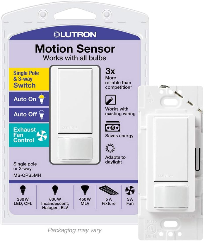 Lutron Maestro 5-Amp Single-Pole/3-Way Motion Sensing Switch, White