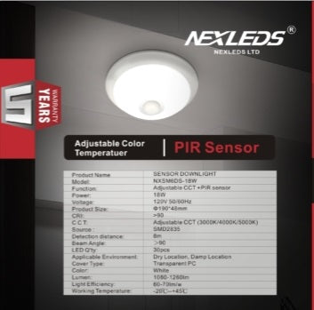 6" LED Surface mounted Sensor Downlight - 3CCT