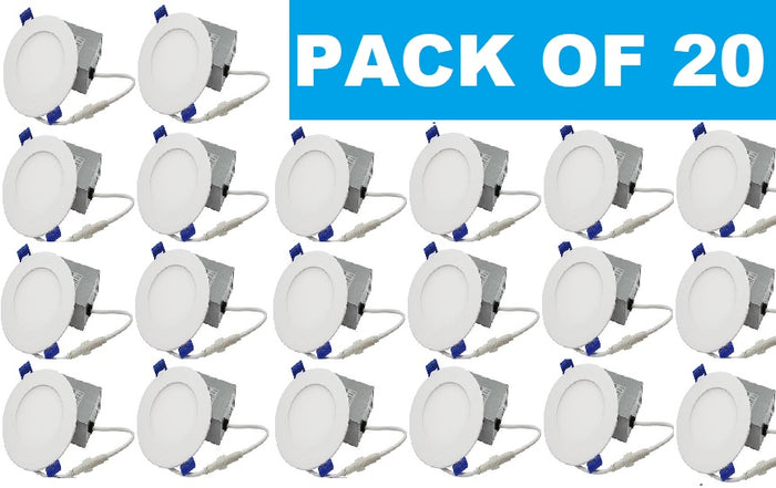 SLM 4" Round 9W LED Slim Panel Potlight 6000K- Pack of 20