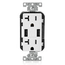 Leviton T5832 3.6A USB Type-A/Type-A Wall Outlet Charger with 20A Tamper-Resistant Receptacles