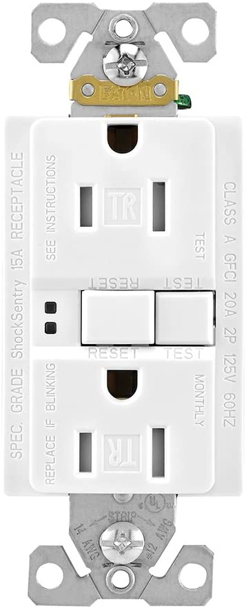 Eaton TRSGF15W-Box 15amp GFCI Tamper Resistant Duplex Receptacle