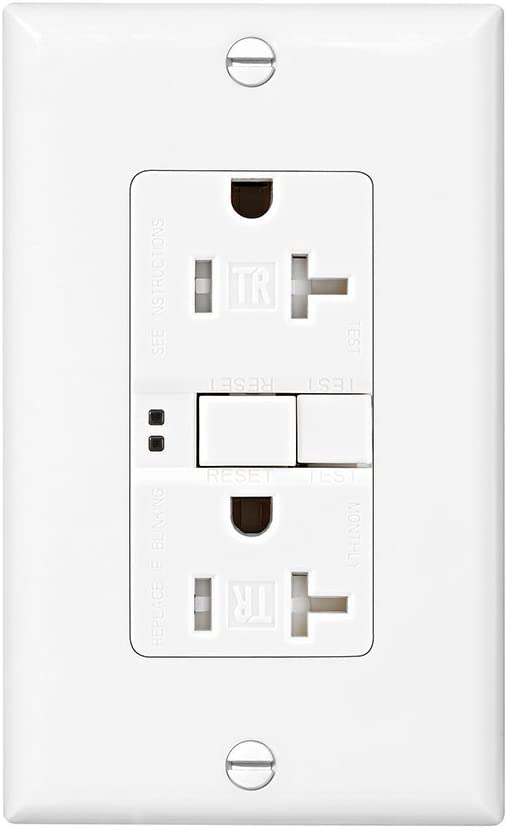 Eaton GFCI Self-Test 20A -125V Tamper Resistant Duplex Receptacle with Standard Size Wallplate, White