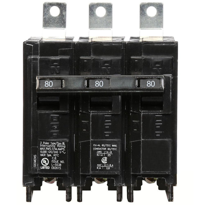 Siemens B380 80 Amp 3 Pole Bolt-On Circuit Breaker