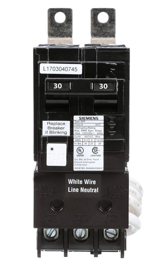 Siemens BF230 30 Amp Double Pole GFCI Bolt-On Circuit Breaker