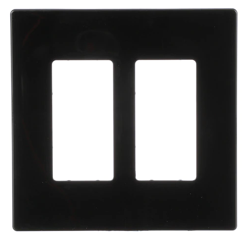 Eaton 2-Gang Midsize Screwless Decorator Wall Plate, Black