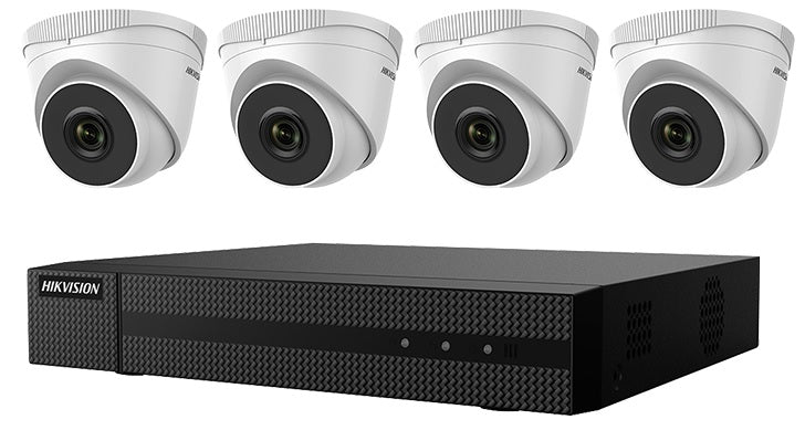 Hikvision 4-Channel NVR with 1TB HDD, 4 X 2MP Turret IP Cameras.