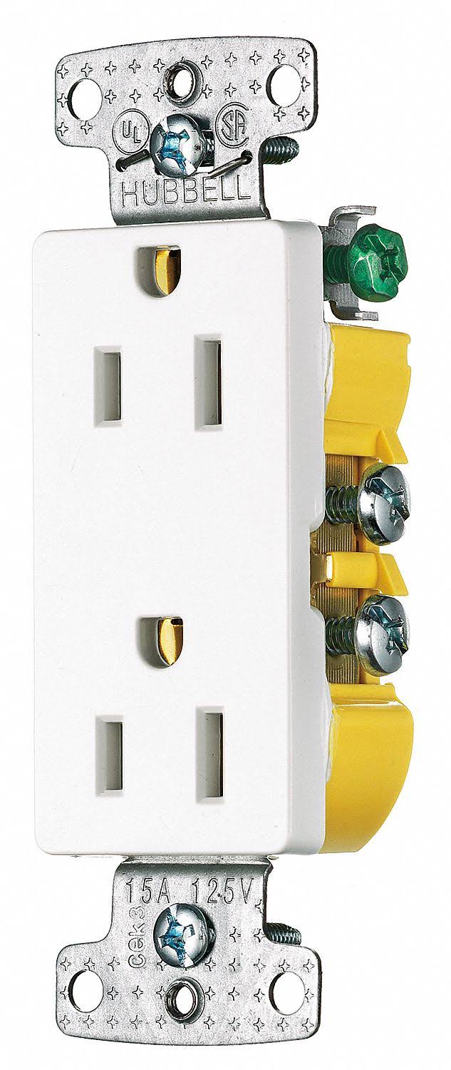 Hubbell 15A Straight Blade Decora Receptacle RRD15SWTR