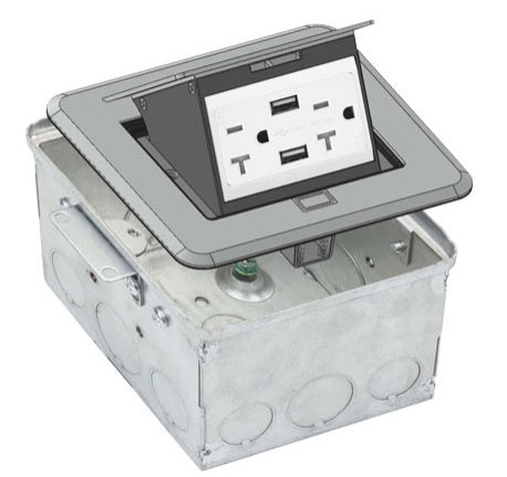 Ortech Nickel plated brass square pop-up Floor Box FB-SS4400SN