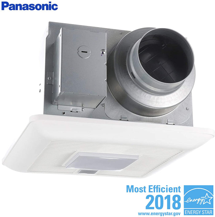 Panasonic FV-0511VQCL1 WhisperSense DC bathroom fan with LED light, sensor grille and 4 or 6 inch duct