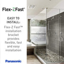 Panasonic FV-1115VK2 WhisperGreen Select fan showing Flex-Z Fast installation bracket in a bathroom