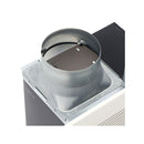 Close-up of Panasonic FV-30VQ3 6-inch duct adapter and built-in backdraft damper