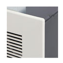Close-up of the white grille and galvanized steel housing on the Panasonic FV-30VQ3 exhaust fan