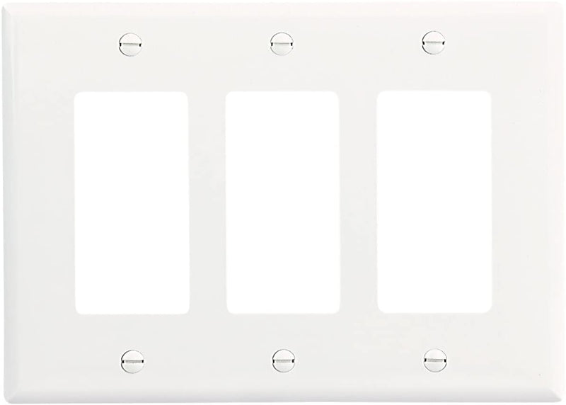 Cooper Wiring Devices PJ263W Mid-Size Polycarbonate 3-Gang Decorator GFCI Wallplate, White Color