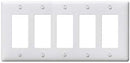Eaton Devices PJ265W Mid-Size Polycarbonate 5-Gang Decorator Wallplate, White
