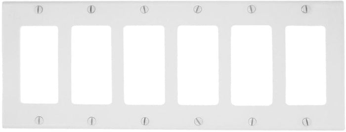 EATON Devices PJ266W Mid-Size Polycarbonate 6-Gang Decorator Wallplate, White