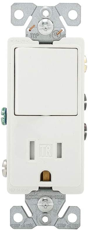 EATON Wiring TR7730W 15-Amp Receptacle 120-Volt Decorator Combination Single-Pole