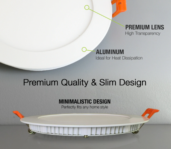 Glumens 6 Inch Slim Panel LED Pot Light 12W -900 Lumens (4000K)